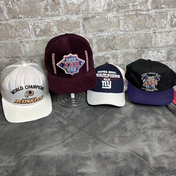 Lot of NFL Football Super Bowl '88 Redskins'97 Packers '08 GiantsTeam Hats